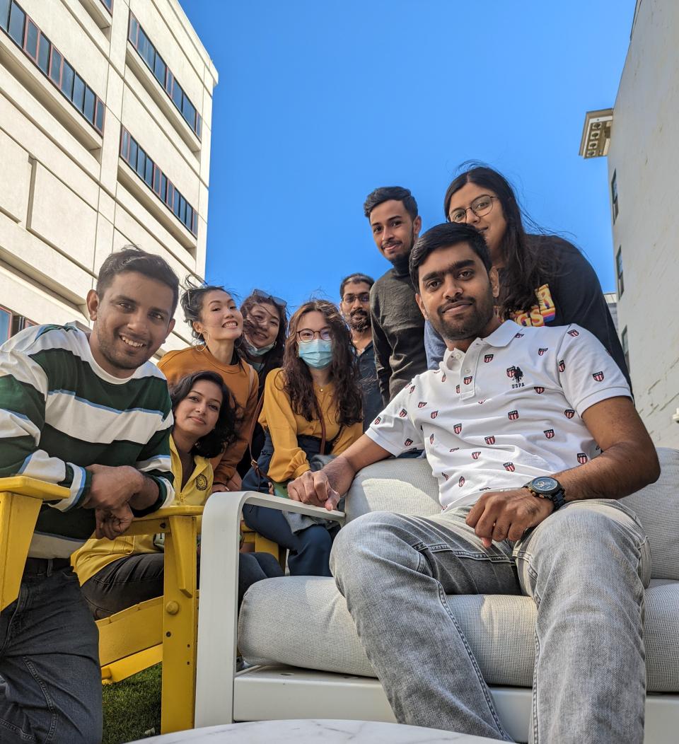 Laksh Suryanarayanan and classmates take a photo on their first day in the MSBA program