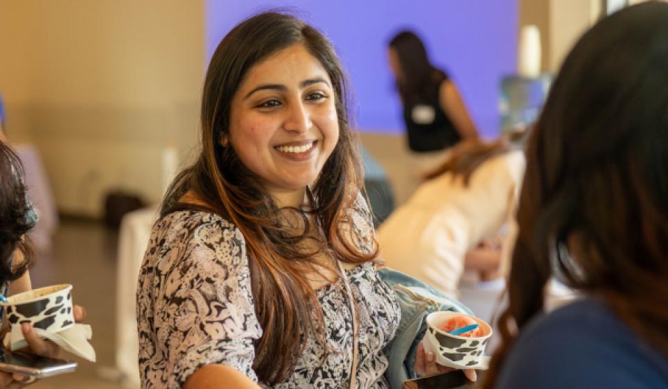 Nahid Taj shaking hands at Orientation Kickoff