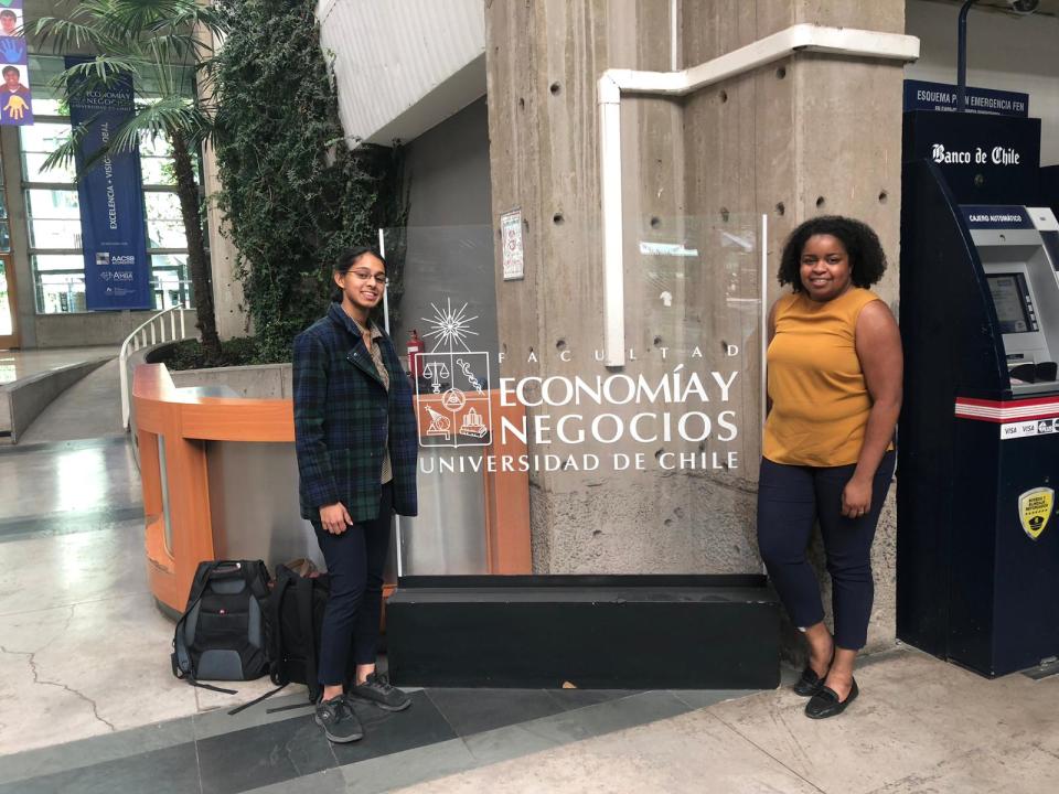 Ananta Sen and Noelle Blanchard at the Universidad de Chile Economiay Negocios