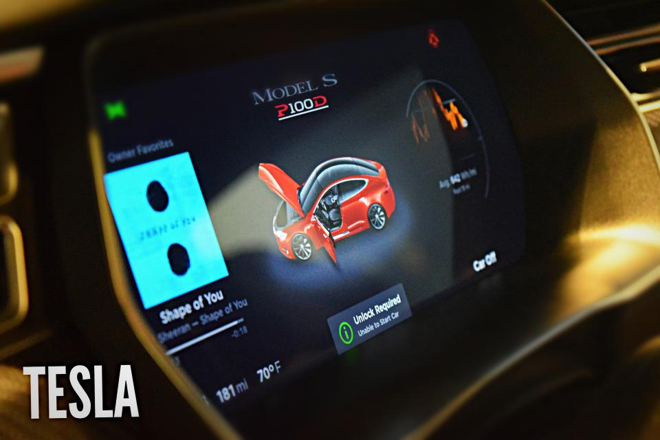 A screen inside a tesla car